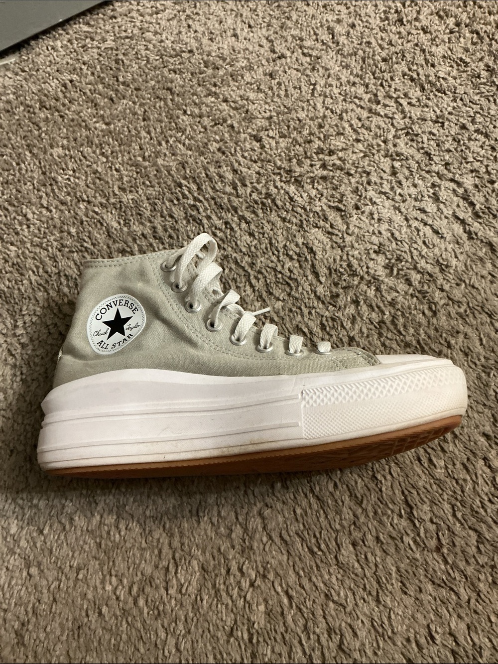 Classic High-Top Canvas Sneakers in Light sage green. - Picture 2 of 4